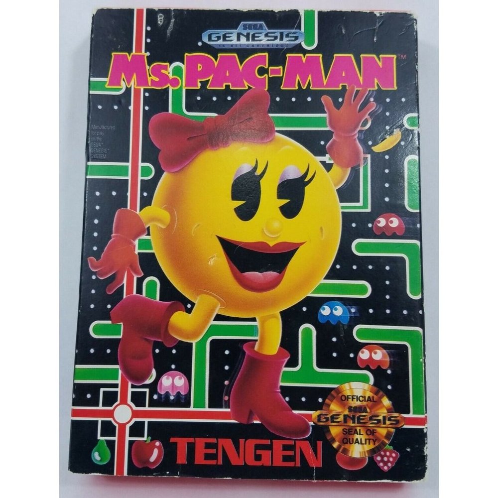 Ms. Pac-Man (Sega Genesis, 1991) Cardboard box, Cart & Manual COMPLETE CIB